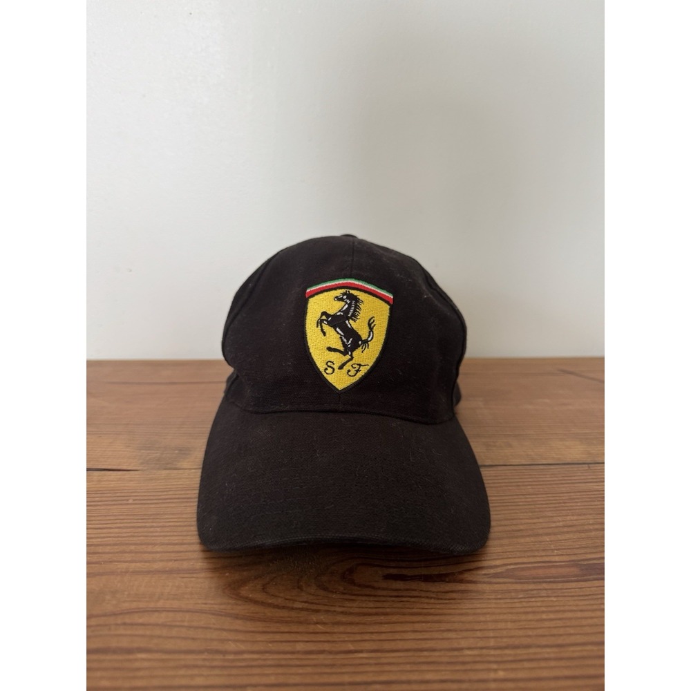 Vintage Ferrari Scuderia F1 Racing Hat Black Baseball Cap Adjustable Buckle SF